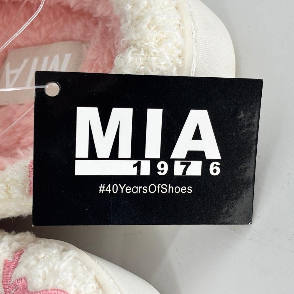 Mia Cozi Slipper Cream/Blush Pink Women Size 6 Faux Fur Slip On Lounge Warm - Picture 2 of 12